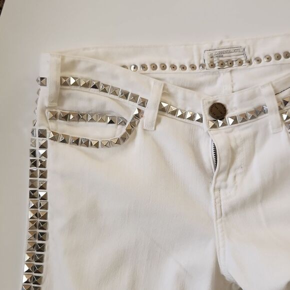 CURRENT/ ELLIOTT The CROP skinny White STUDS Denim Jeans - Picture 2 of 10
